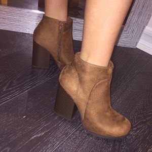 brown suede booties